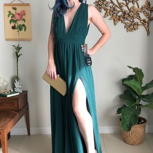 heavenly hues forest green maxi dress
